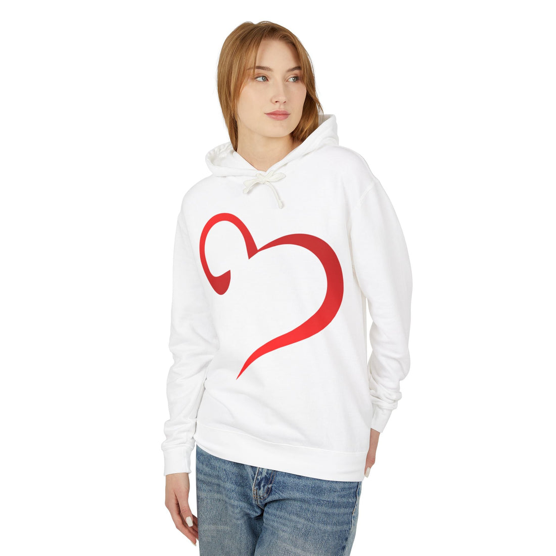 Heart Hoodie - Valentine's Day Unisex Lightweight Hooded Sweatshirt