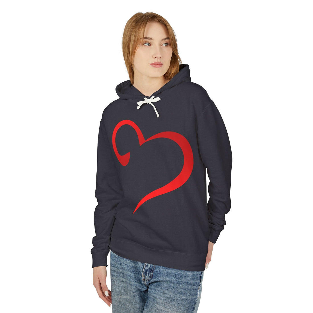 Heart Hoodie - Valentine's Day Unisex Lightweight Hooded Sweatshirt