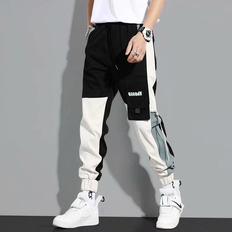 Men's Versatile Ankle-tied Stitching Drawstring Thin Casual Pants