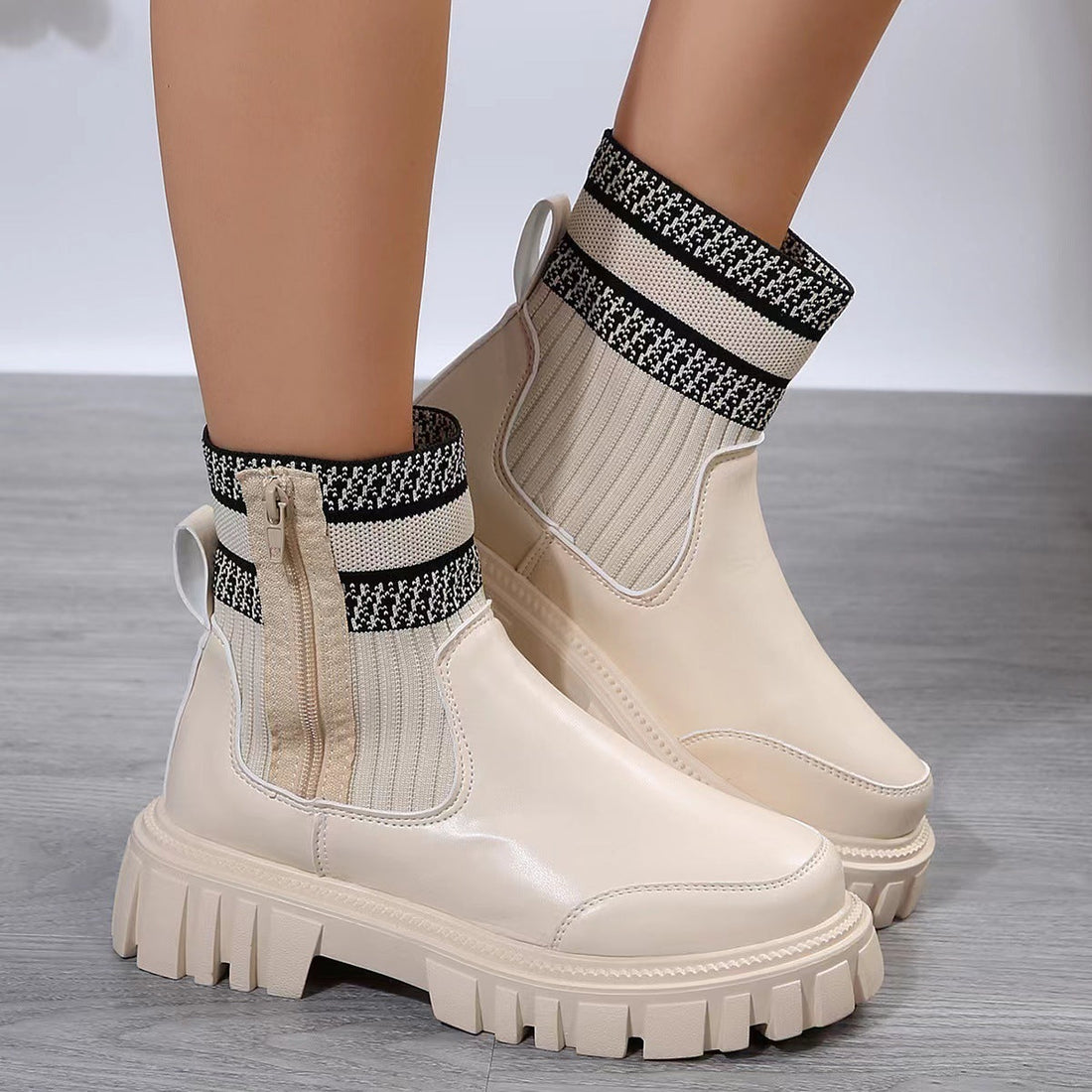 Fashion Mid-tube Boots With Zipper