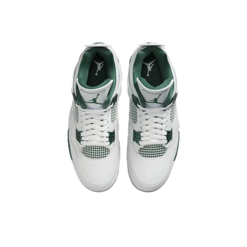 Air Jordan 4 'Oxidized Green' White Leather Sneaker with Retro Silhouette and Air Cushioning