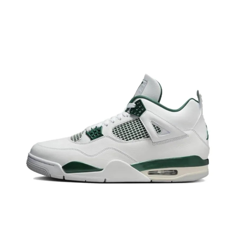 Air Jordan 4 'Oxidized Green' White Leather Sneaker with Retro Silhouette and Air Cushioning