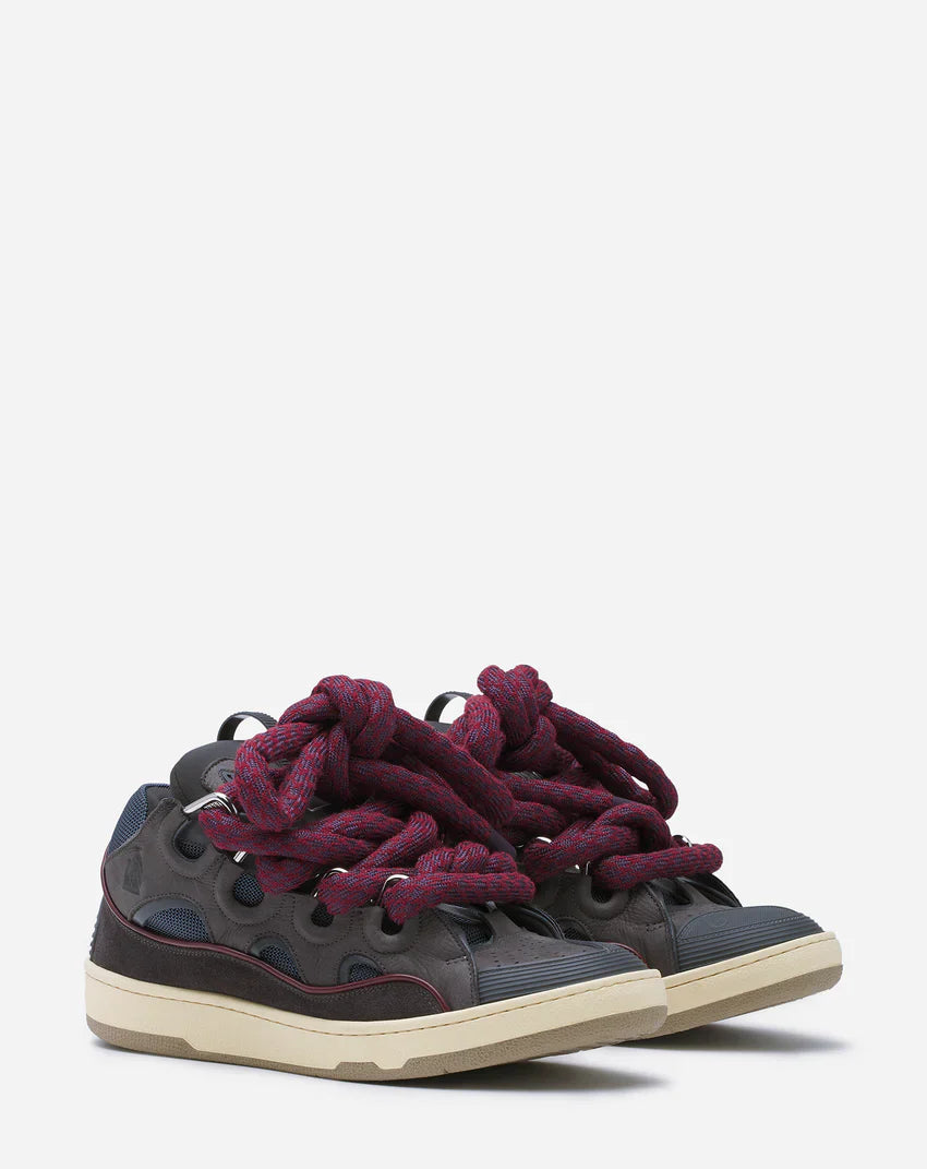 LANVIN CURB SNEAKERS IN LEATHER WITH SNAKE LACES