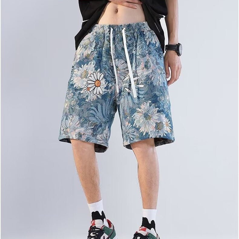 American Retro Shorts Men's Summer Japanese Ins Beach Pants