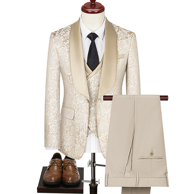 Men's Jacquard Suit Wedding Dress Groom Suit Suit Host Performance Costume