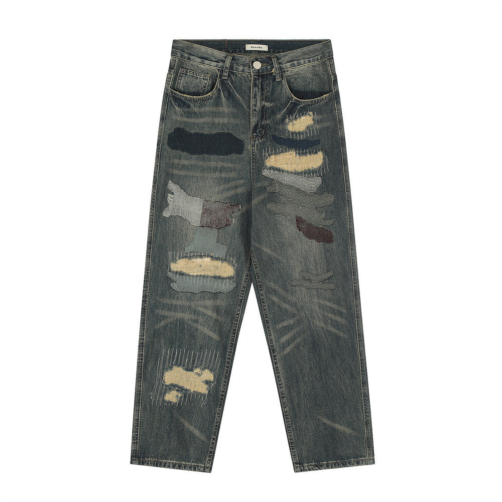 High Street Ripped Cool Patch Do The Old Cowboy Trousers