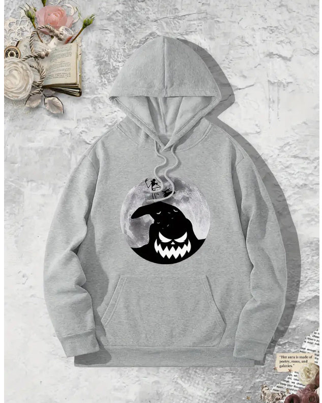 Printed European And American Fleece Hooded Sweatshirt