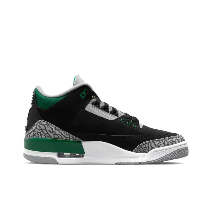 Air Jordan 3 Retro Pine Green - Classic White Leather Upper with Iconic Elephant Print Accents