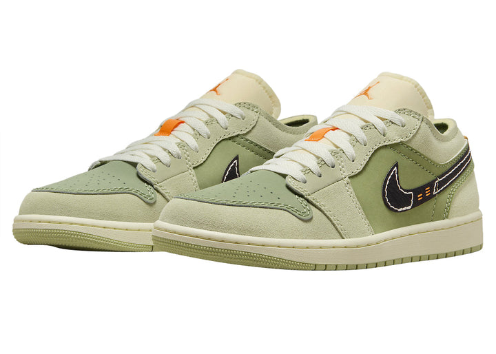 Air Jordan 1 Low SE Craft Light Olive Suede with Black Leather Swoosh and Two-Tone Sole