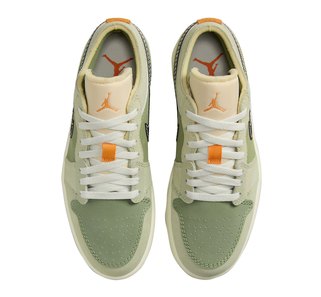 Air Jordan 1 Low SE Craft Light Olive Suede with Black Leather Swoosh and Two-Tone Sole