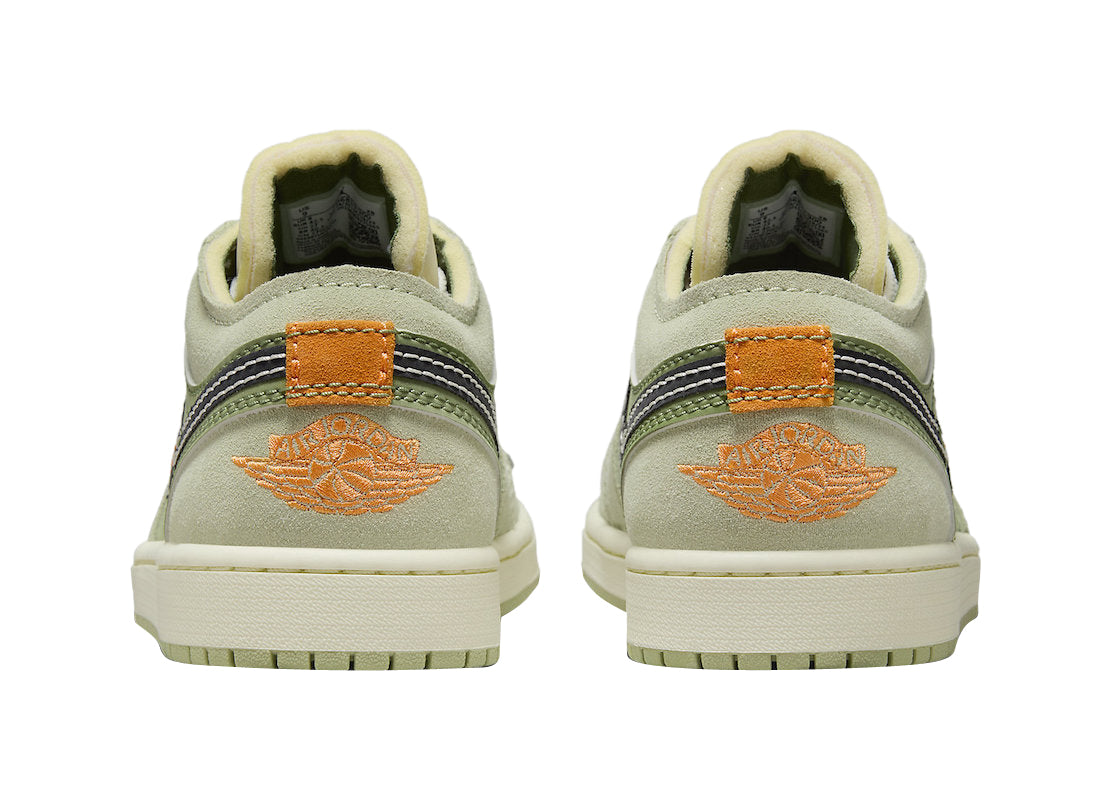 Air Jordan 1 Low SE Craft Light Olive Suede with Black Leather Swoosh and Two-Tone Sole