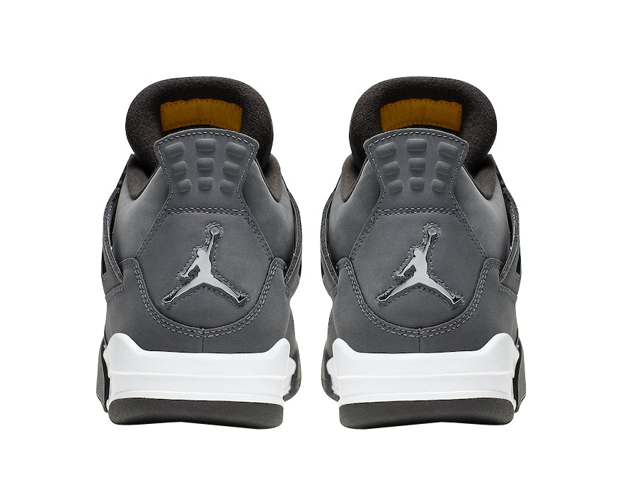 Air Jordan 4 Cool Grey 2019 Retro Sneakers with Chrome Logos and Yellow Flight Stitching