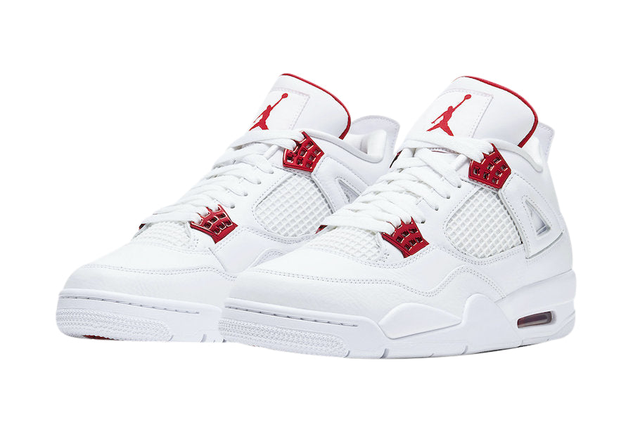 Air Jordan 4 Red Metallic - Classic White Leather Uppers with Striking Red Accents